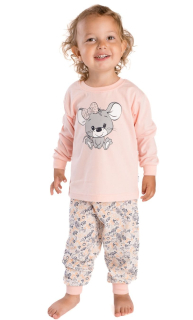 Dívčí pyžamo Betty Mode vel. 122 pastelově oranžové myška