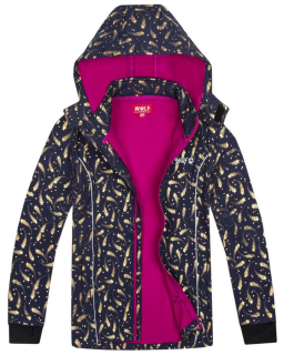 Dívčí softshellová bunda Wolf B2366 vel. 98/104-122/128 tmavě modrá se zlatými kometami 