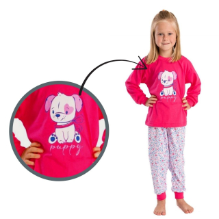 Dívčí pyžamo Betty Mode vel. 104,110 tmavě růžové - štěně