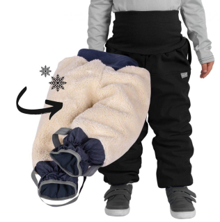 Zimní kalhoty Unuo s umělým kožíškem PLUS vel. 80/86,86/92,92/98 černé