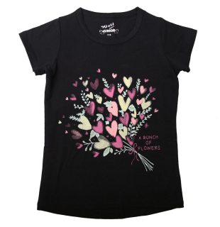 Dívčí tričko Wolf S2411B vel. 116 černé (kytice)
