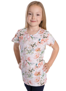 Dívčí tričko Betty mode vel. 140-164 bílé s květy