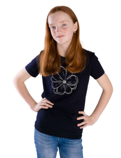 Dívčí tričko Betty mode vel. 134-164 tmavě modré s kytičkou