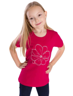 Dívčí tričko Betty mode vel. 134-164  tmavě růžové s kytičkou