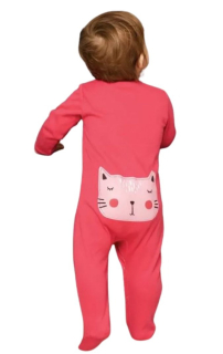 Dětský overal Winkiki s kočičkou na zadečku vel. 62-80 malinový
