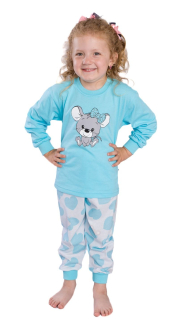 Dívčí pyžamo Betty Mode vel. 110,122 modré s myškou