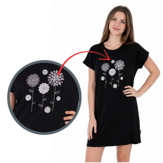 Dívčí a dámská noční košile Betty mode MANDALY vel. 158-XXXXL černá