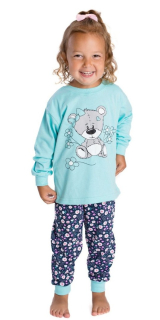 Dívčí pyžamo Betty Mode modré vel. 104-122 s medvídkem