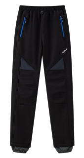 Chlapecké softshellové kalhoty Wolf s fleecem B2496 vel. 128 černé s modrými zipy