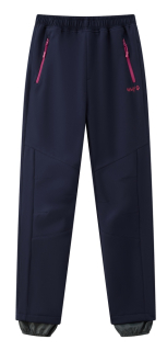 Dívčí softshellové kalhoty Wolf s fleecem B2497 vel. 128 tmavě modré / růžové zipy