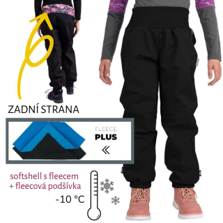 Dívčí softshellové oteplovačky Unuo s FLEECEM PLUS vel. 98-104-128/134 kouzelné květiny