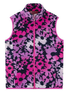 Fleecová dívčí vesta Wolf B2442 vel. 116,122 tmavě modrá květ