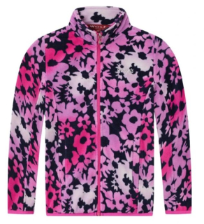 Dívčí fleecová mikina Wolf B2441 vel. 104-134  tmavě modrá květy