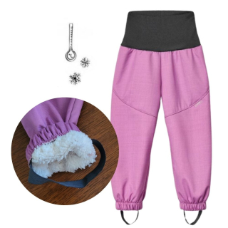 Zimní kalhoty Unuo s umělým kožíškem (LIGHT) vel. 80/86-98/104 lila