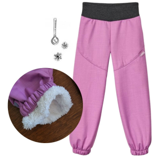 Dívčí zimní kalhoty Unuo s umělým kožíškem (LIGHT) vel. 98/104-158/164 lila