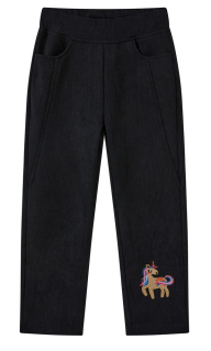 Dívčí ZATEPLENÉ manšestrové kalhoty Wolf T2425 vel. 98,116 černé s jednorožcem