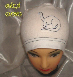 Jarní/podzimní čepice bílá s dinem obvod 45-51 cm