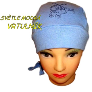Jarní pirátka světle modrá s vrtulníkem obvod 45-49 cm 
