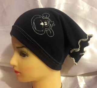 Jarní/podzimní šátek s opičkou obvod 42-49 tmavě modrý