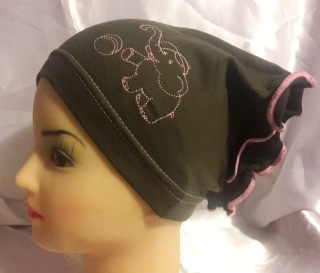 Jarní/podzimní šátek se sloníkem obvod 42-49 cm tmavá khaki