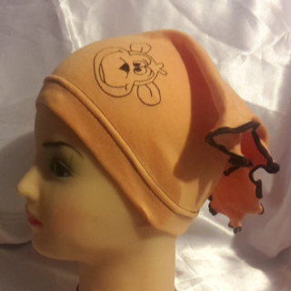 Jarní/podzimní šátek s opičkou obvod 42-49 cm meruňkový