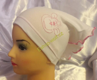 Jarní/podzimní šátek s opičkou obvod 42-49 cm bílý