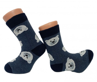 České dětské zimní termo ponožky medvídek POLAR tmavě modré