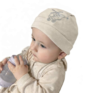 Jarní pirátka béžová s hnědým vrtulníkem obvod 28-43 cm (pro miminka, vhodné i pro panenky)