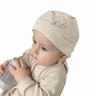 Jarní pirátka béžová s hnědým dinem obvod 28-43 cm (pro miminka, vhodné i pro panenky)