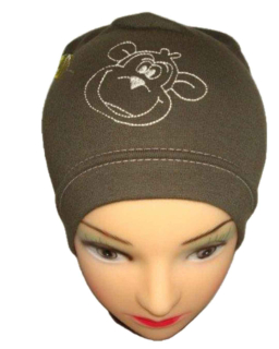 Jarní/podzimní čepice khaki s opičkou obvod 45-51 cm