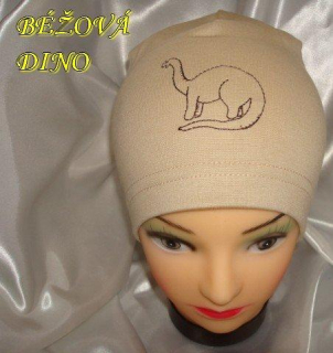 Jarní/podzimní čepice béžová dino obvod 45-51 cm