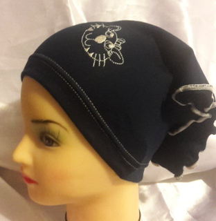 Jarní/podzimní šátek s kočičkou obvod 42-49 tmavě modrý