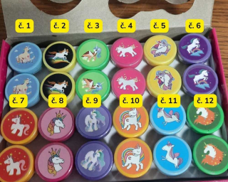 Razítka jednorožci - modré s obláčky